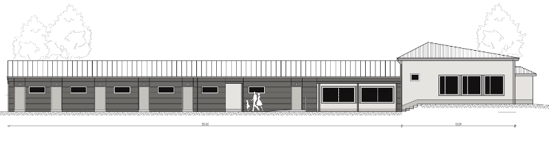 Vereinsheim mit den geplanten Anbauten